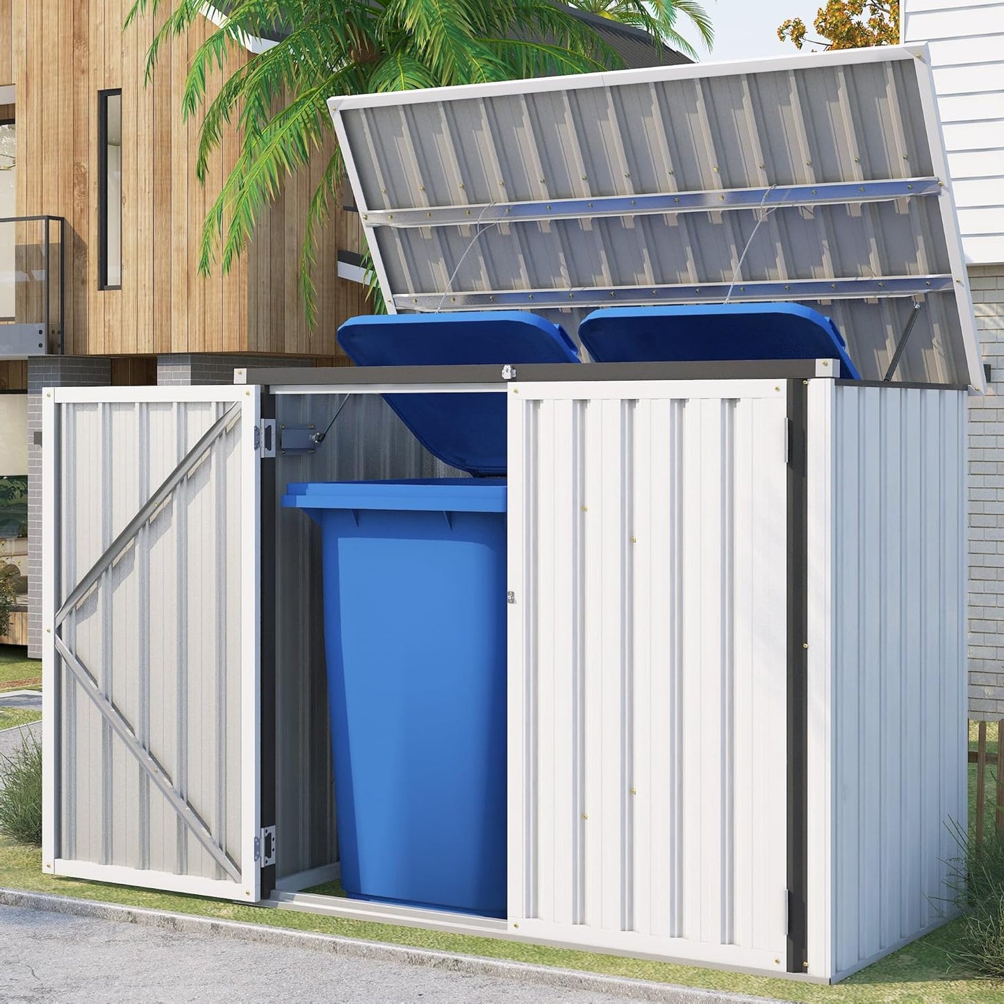 YODOLLA 46 Cu.Ft Outdoor Horizontal Storage Shed, White