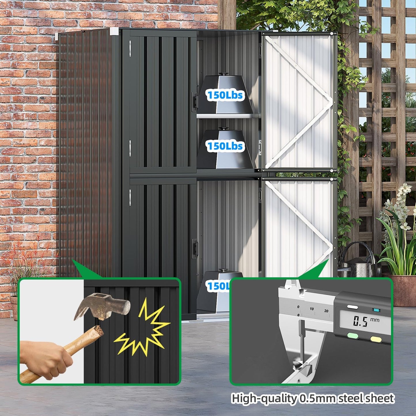 YODOLLA Outdoor Cabinet Outdoor Storage Cabinet, Gray