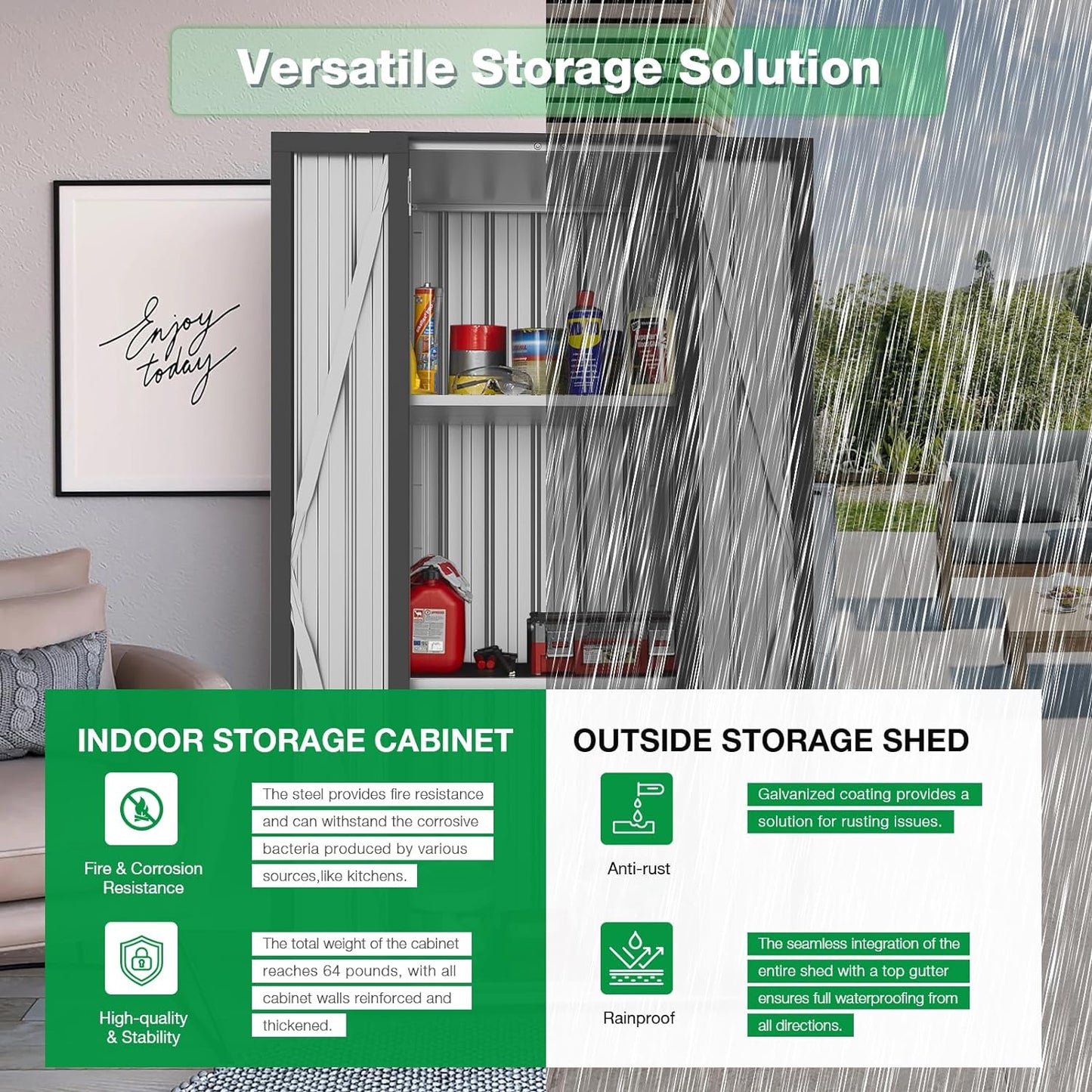 YODOLLA Vertical Garden Storage Shed, Gray
