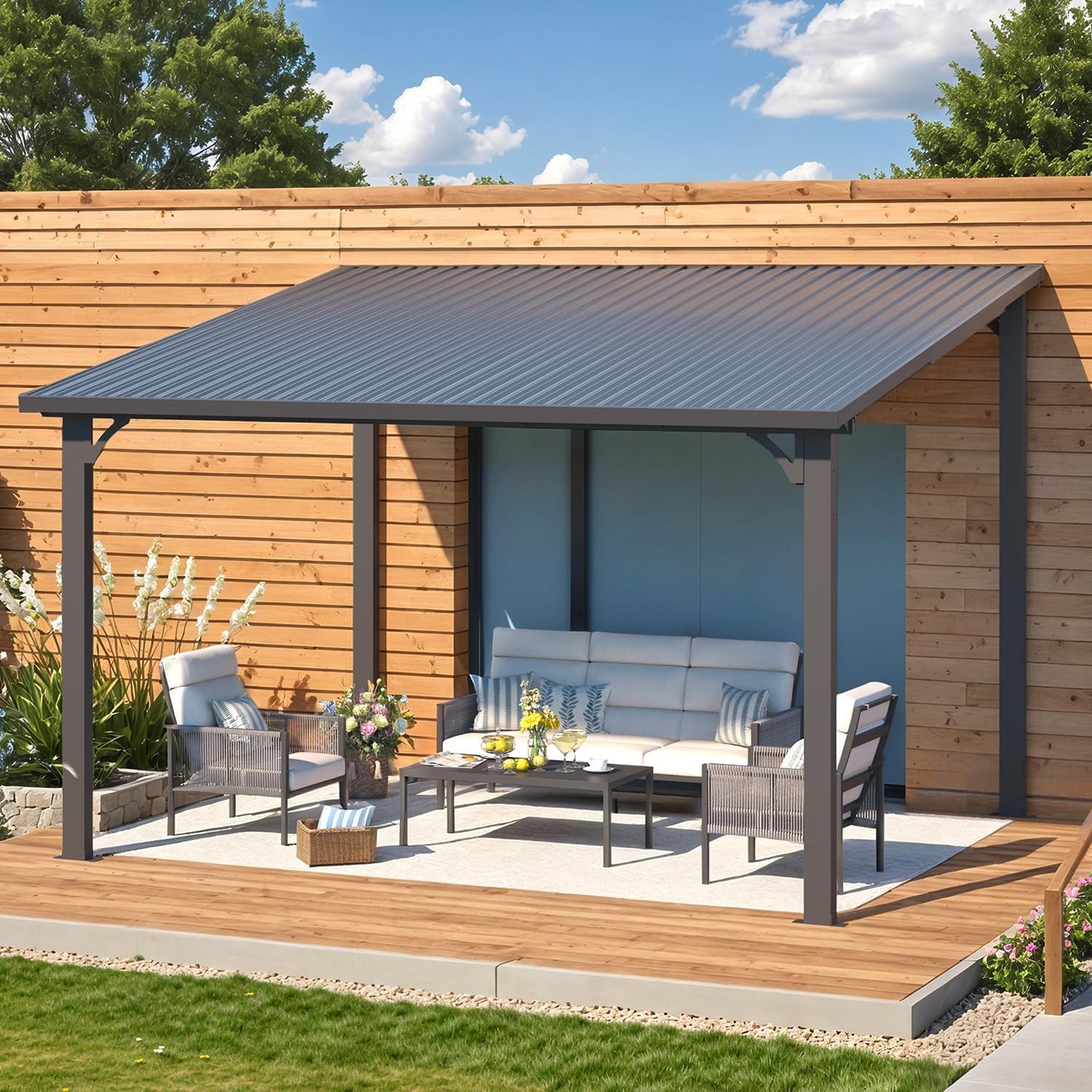 YODOLLA 12' x 10' Outdoor Hardtop Pergola Gazebo for Patio
