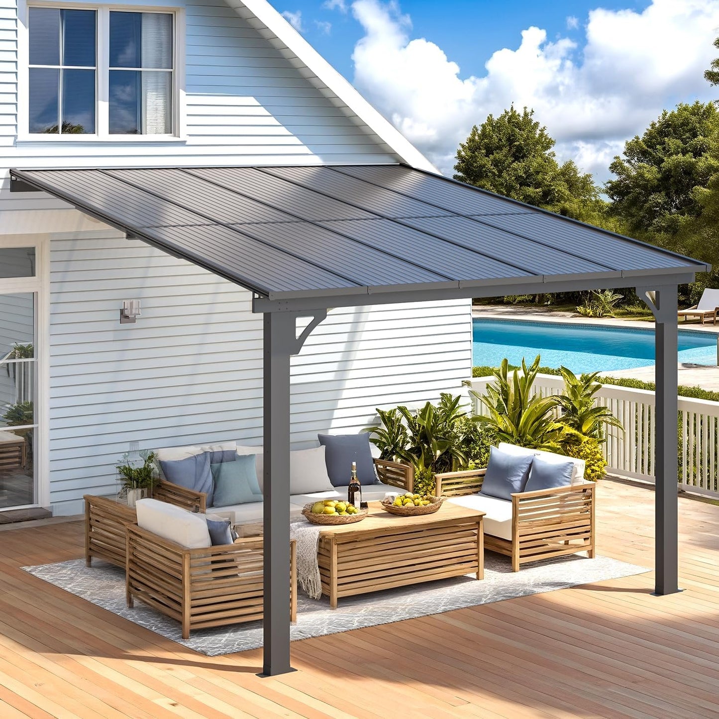 YODOLLA Adjustable Height Outdoor Gazebo Pergola for Patio
