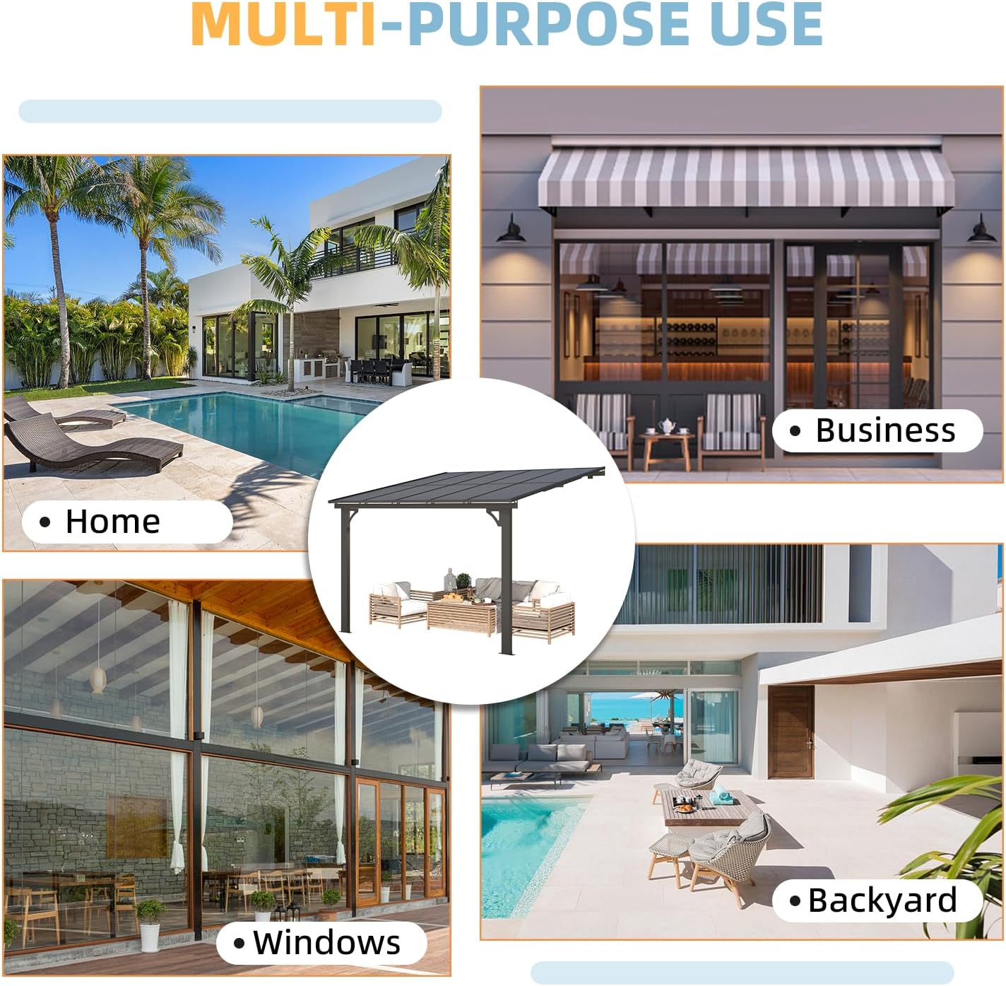 YODOLLA Adjustable Height Outdoor Gazebo Pergola for Patio
