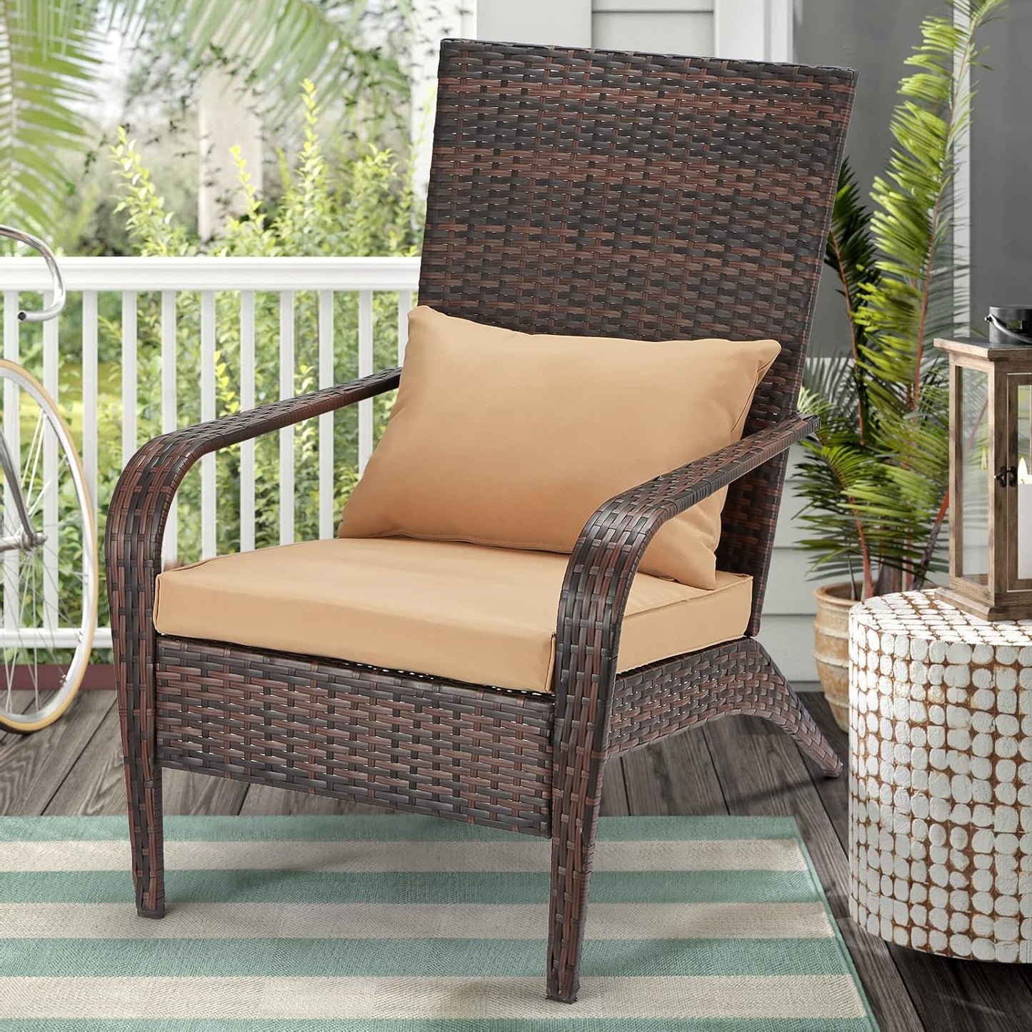 YODOLLA Patio Adirondack Wicker Chair, Brown