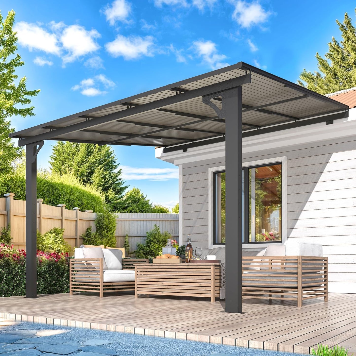 YODOLLA Adjustable Height Outdoor Gazebo Pergola for Patio