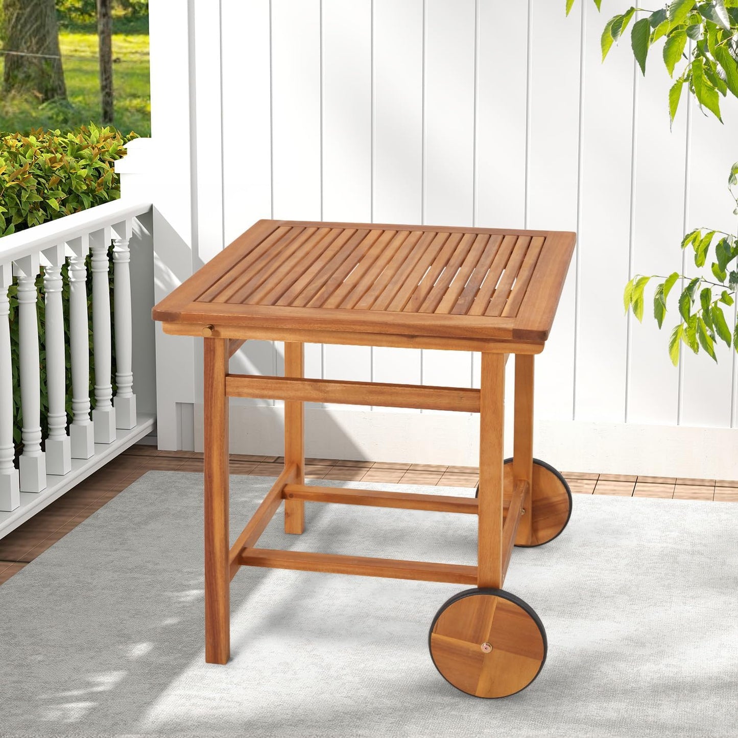 YODOLLA Outdoor Folding Chairs Set, Wooden Patio Dining Set