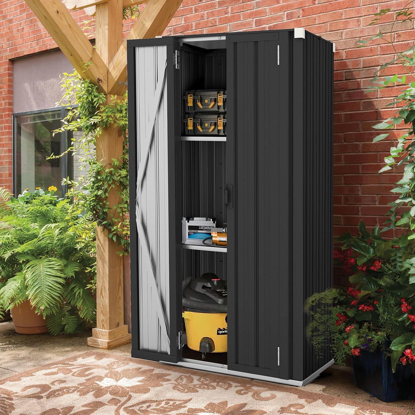 YODOLLA Vertical Garden Storage Shed, Gray