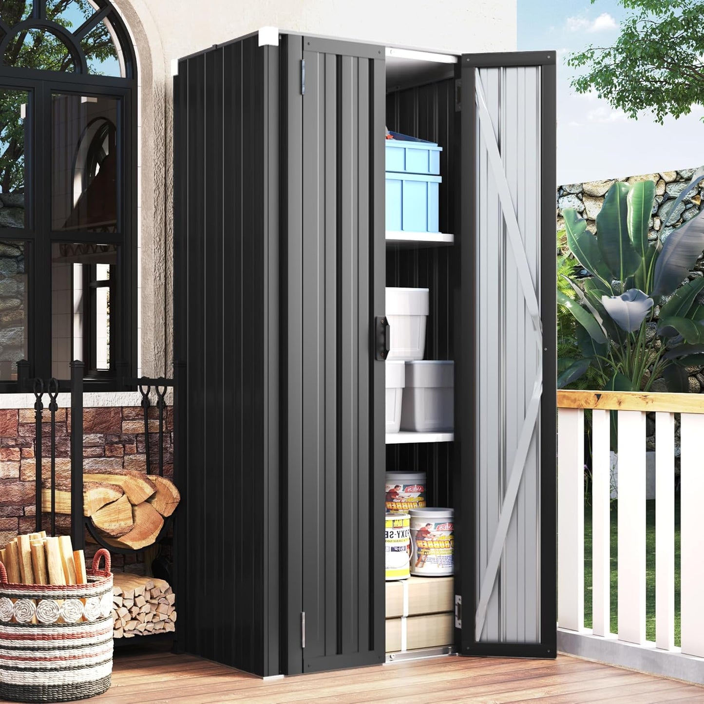 YODOLLA Vertical Garden Storage Shed, Gray