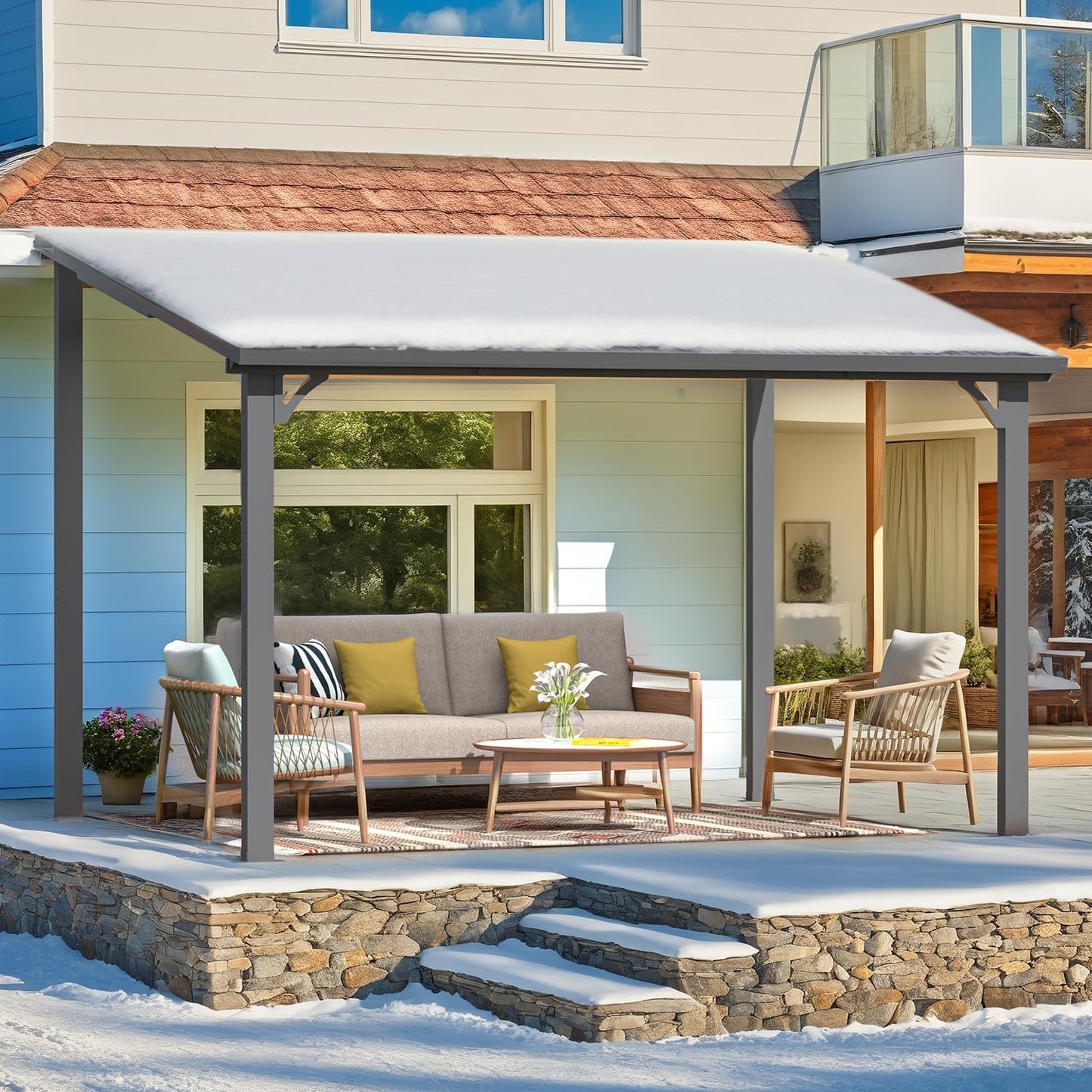 YODOLLA 12' x 8' Hardtop Gazebo Outdoor Pergola for Patio