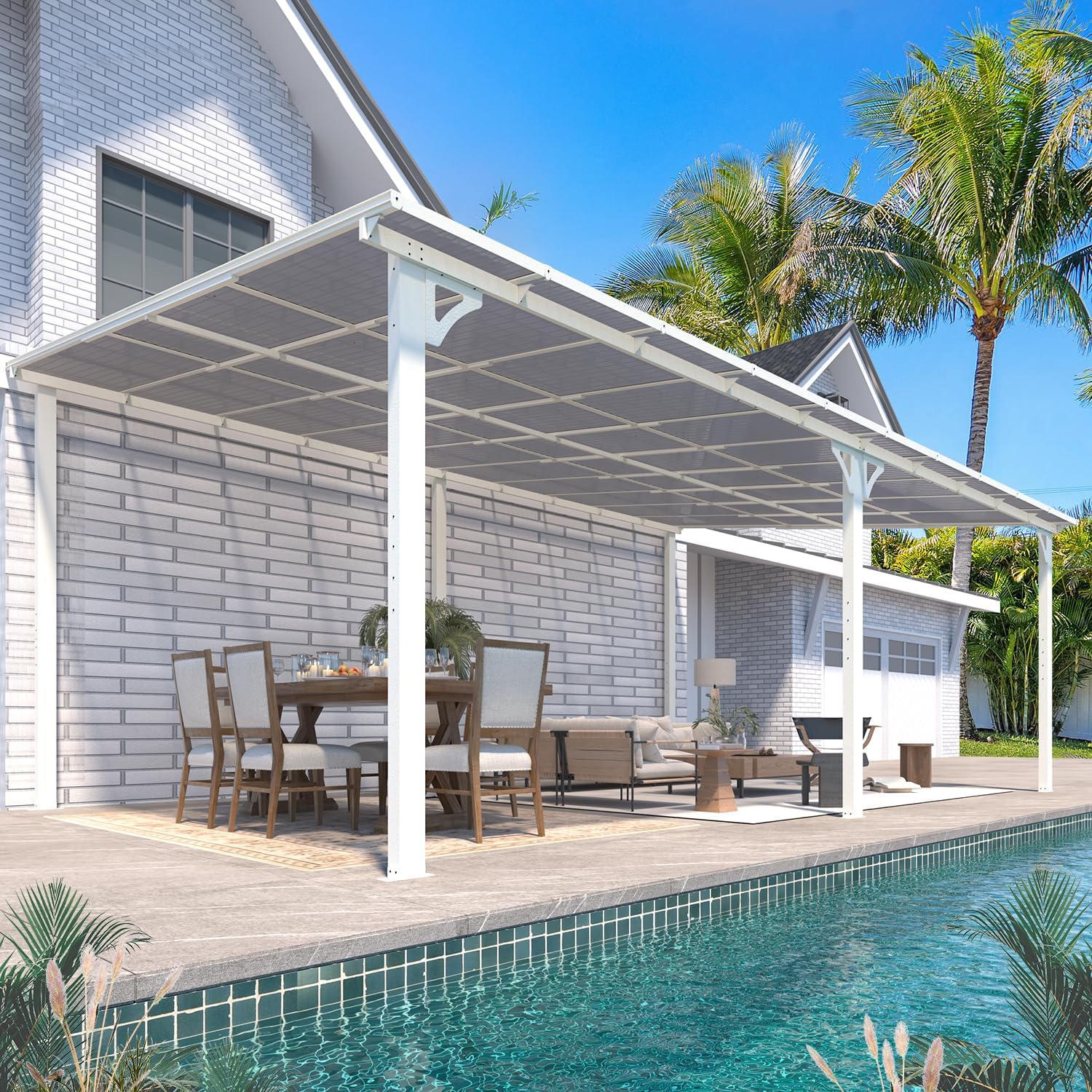 YODOLLA White Metal Patio Gazebo, 20x12