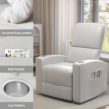 YODOLLA Recliner Sofa Chair, Faux Leather White