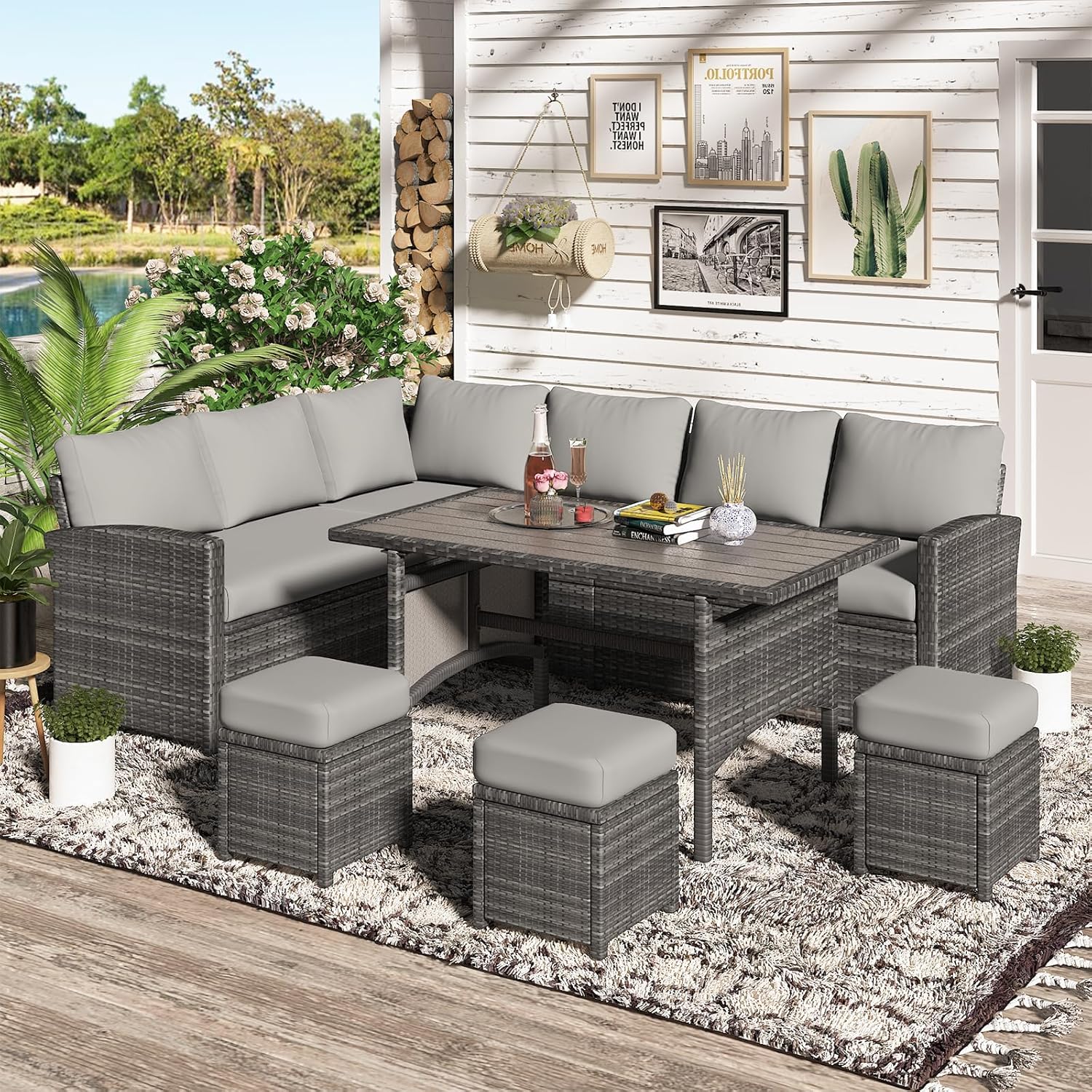 YODOLLA large patio set grey