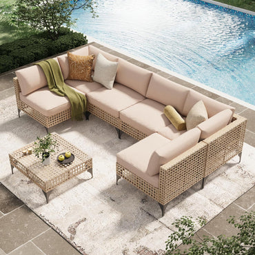 YODOLLA rattan dining set beige