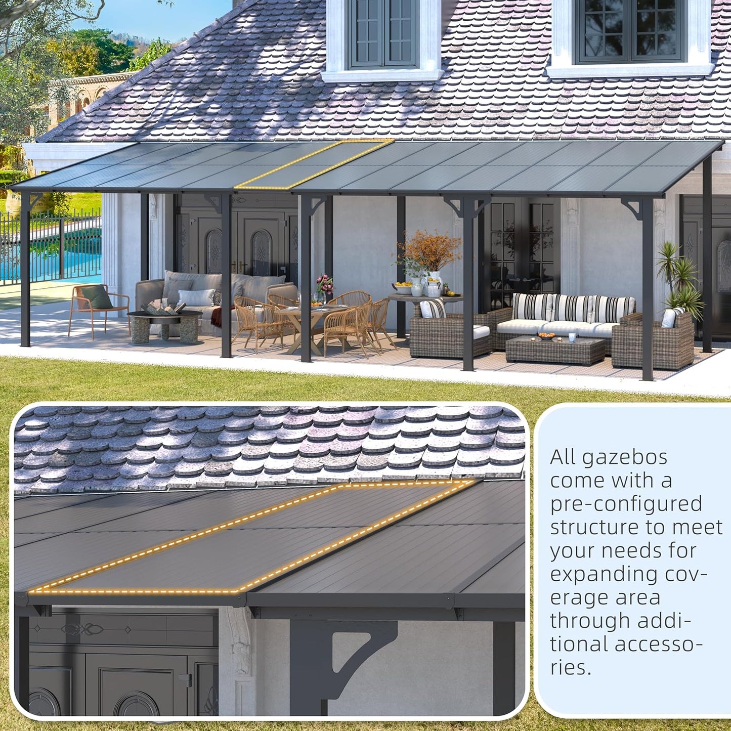 YODOLLA Black Outdoor Gazebo