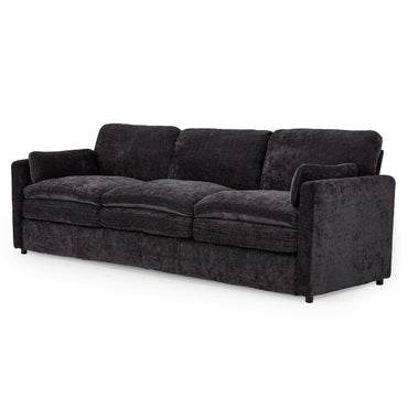 YODOLLA 89" Chenille Sofa, 3-Seater, 2 Removable Pillows, Black