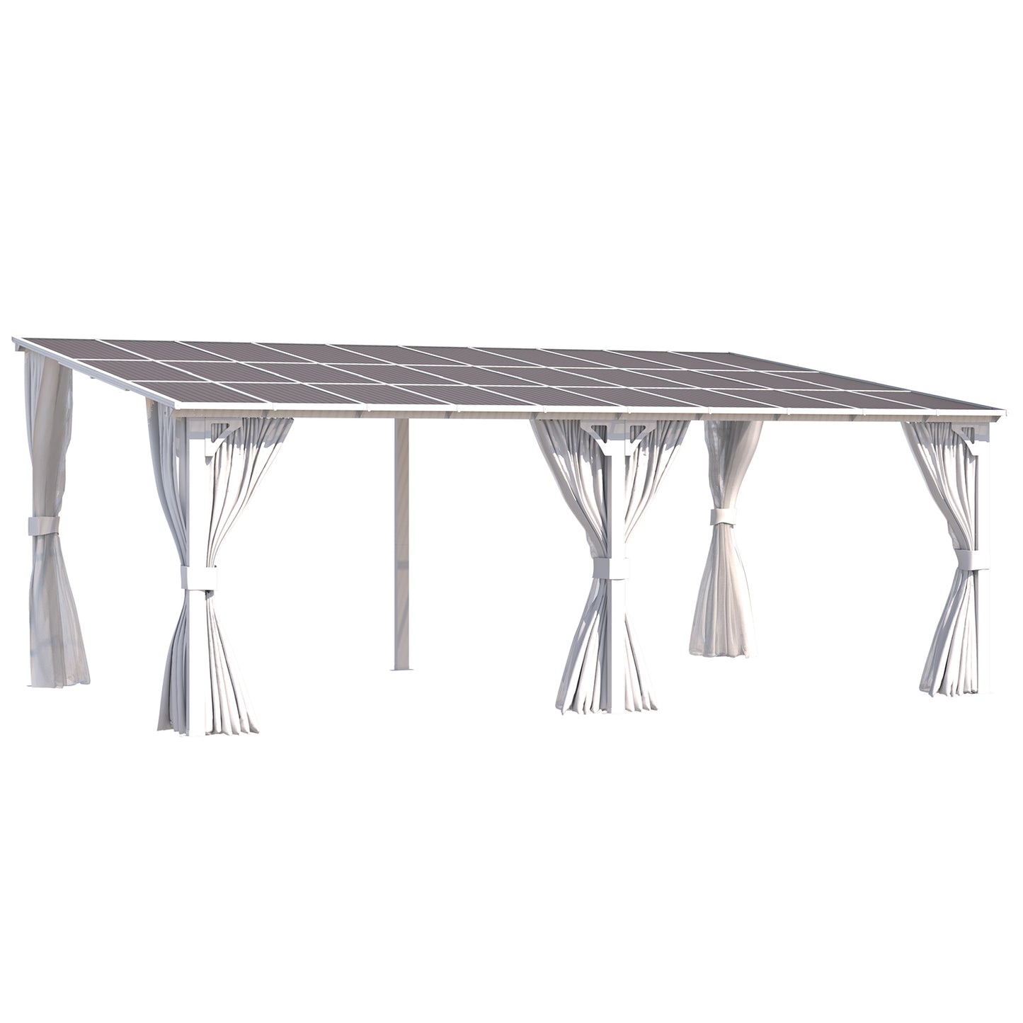 YODOLLA 20'x12' Outdoor Lean to Gazebo Pergola with Curtain and Netting for Patio, White