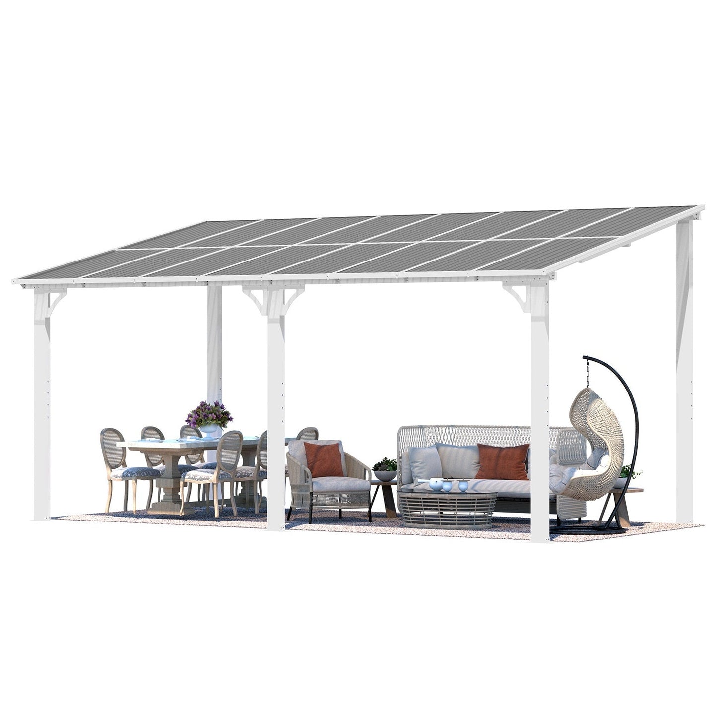 YODOLLA 16'x8' Wall Mounted Gazebos Pergola, White