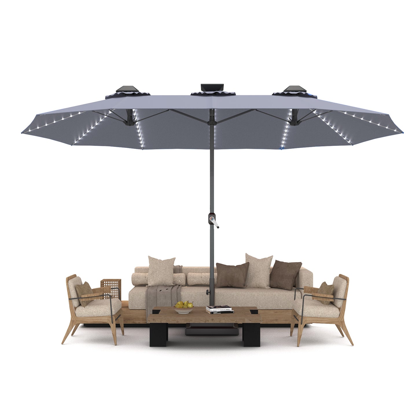 YODOLLA patio umbrella with lights nighttime ambiance