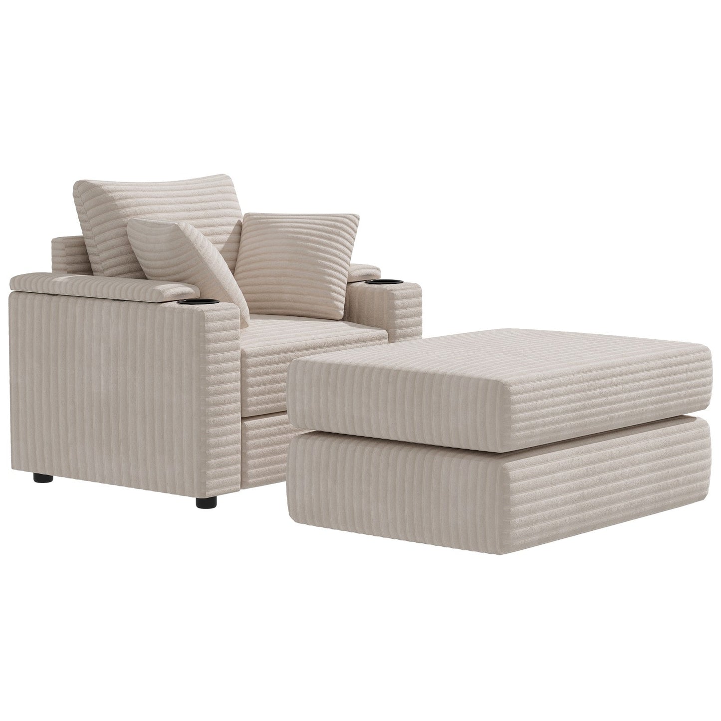 YODOLLA Chaise Lounge Chair Indoor, Oversized Sleeper Chair with Ottoman, Comfy Reading Sofa Armchair
