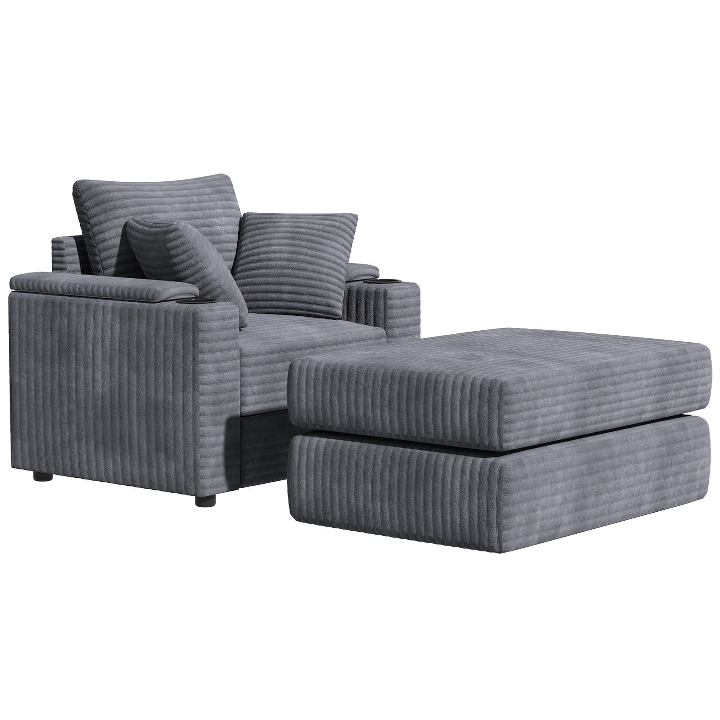 YODOLLA Chaise Lounge Chair Indoor, Oversized Sleeper Chair with Ottoman, Comfy Reading Sofa Armchair