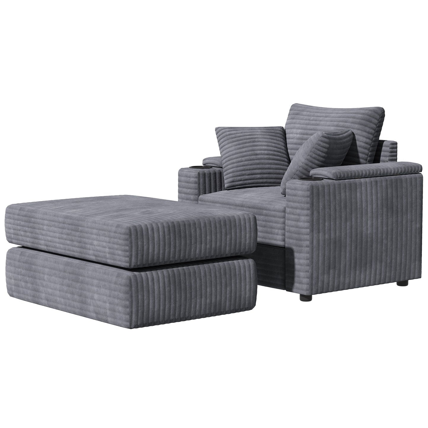 YODOLLA Chaise Lounge Chair Indoor, Oversized Sleeper Chair with Ottoman, Comfy Reading Sofa Armchair