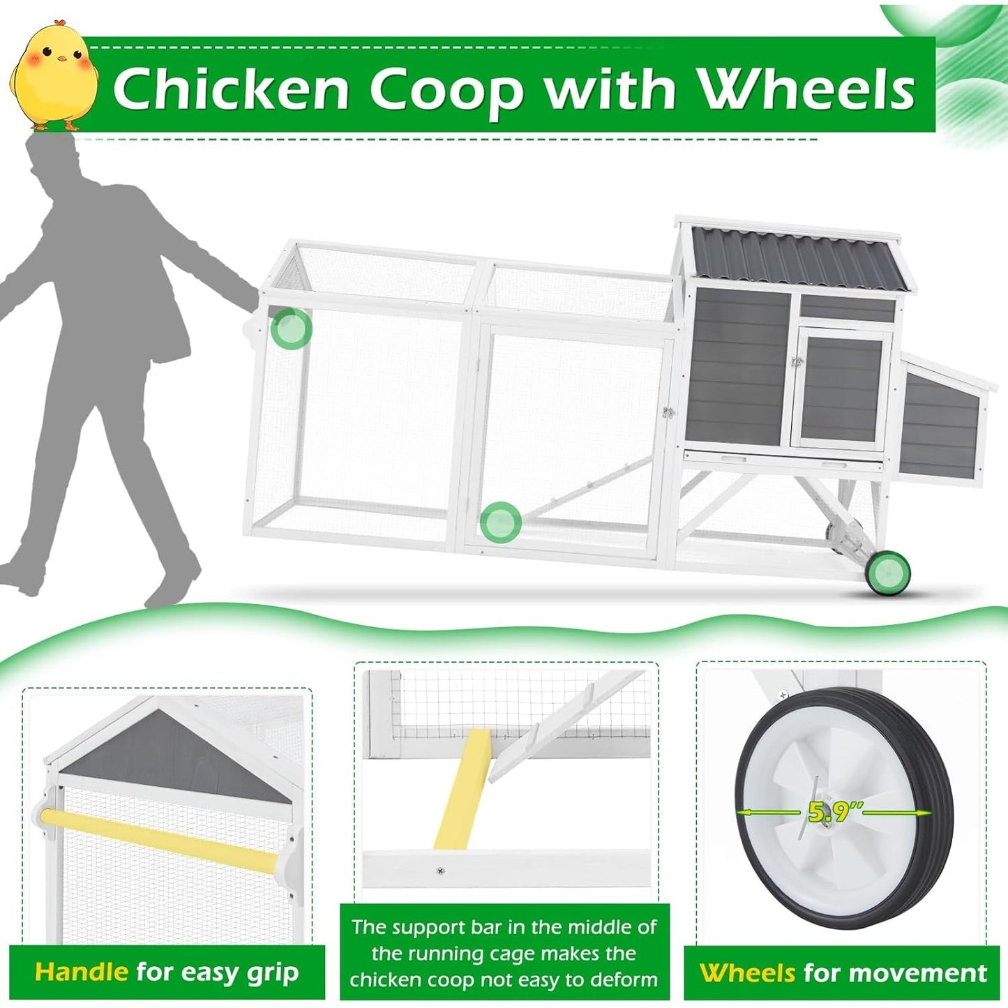 YODOLLA movable chicken coop