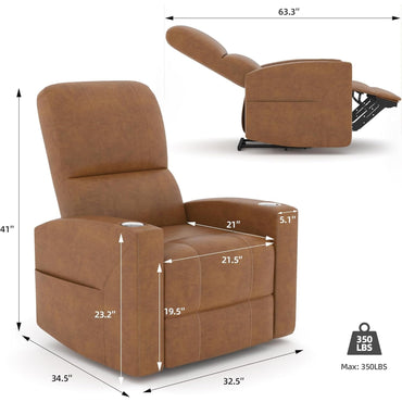 YODOLLA Recliner Sofa Chair, Faux Leather Brown