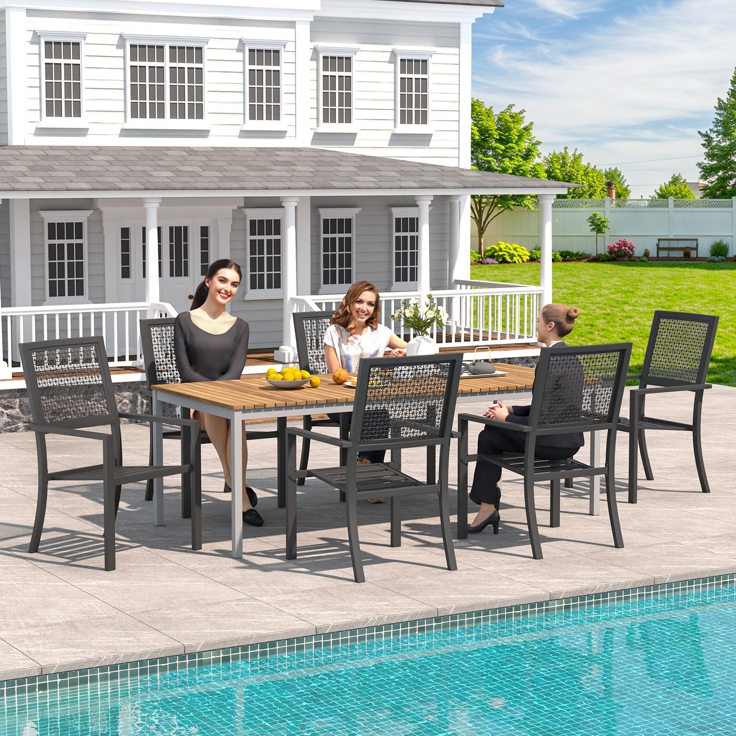 YODOLLA Outdoor Metal Dining Chairs, Set of 4