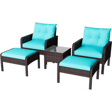 YODOLLA Outdoor 5 Pieces Patio Furniture Set, Blue