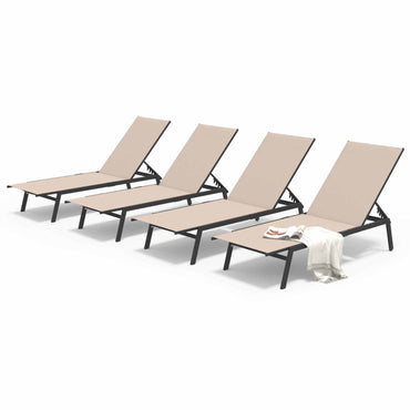 YODOLLA 4 PCS Curved Design Pool Lounge Chairs, Beige