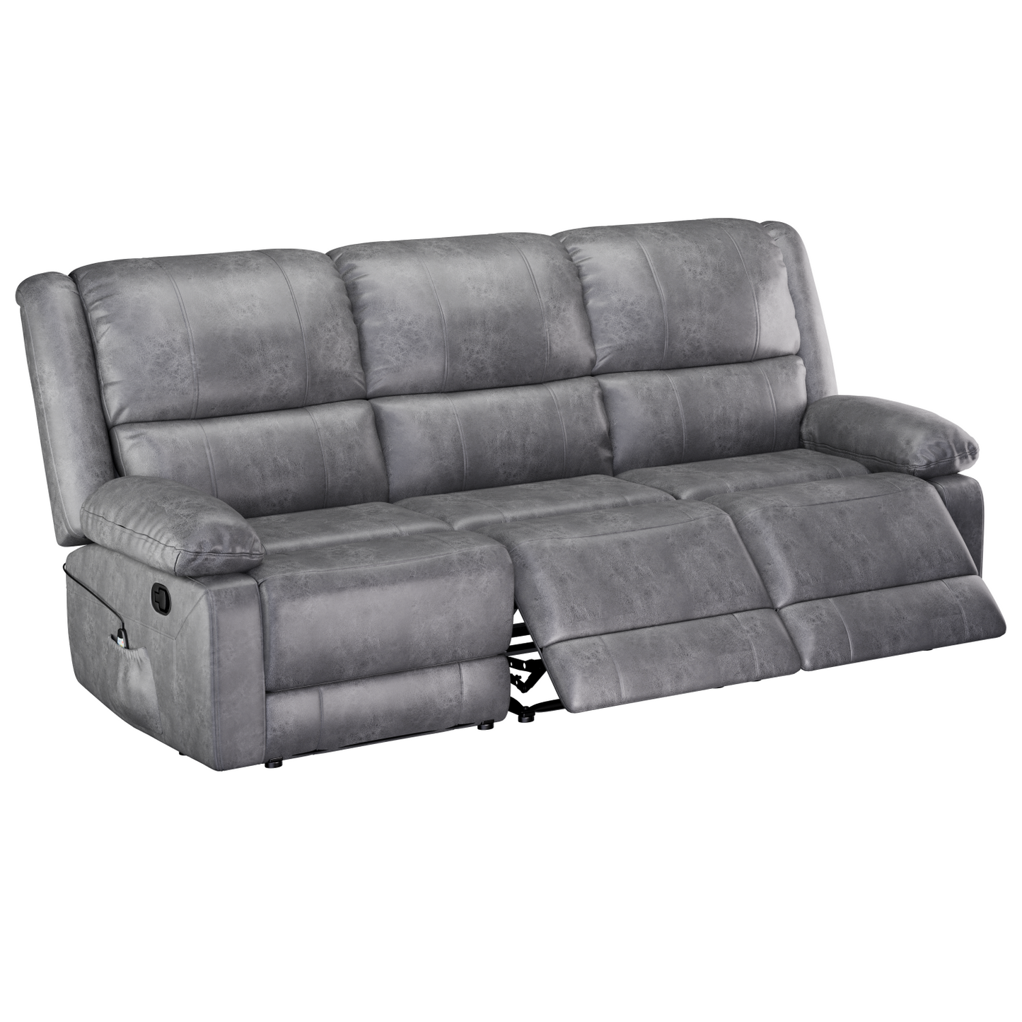 YODOLLA Reclining Sofa 3-Seater Couch, Gray