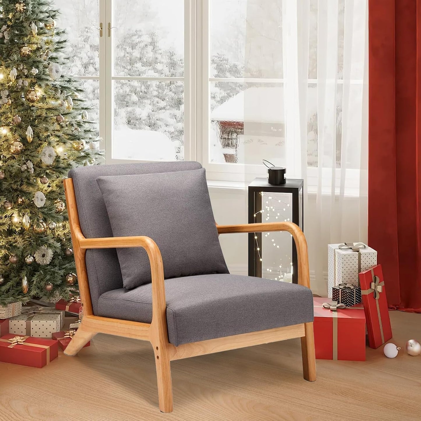 YODOLLA Accent Chair Reading Armchair, Linen Gray
