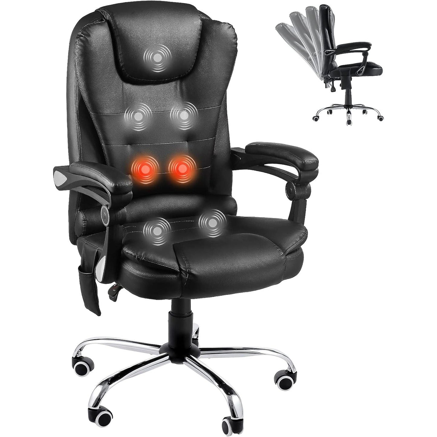 YODOLLA Heated Executive Office Chair with Massage, PU Leather Black