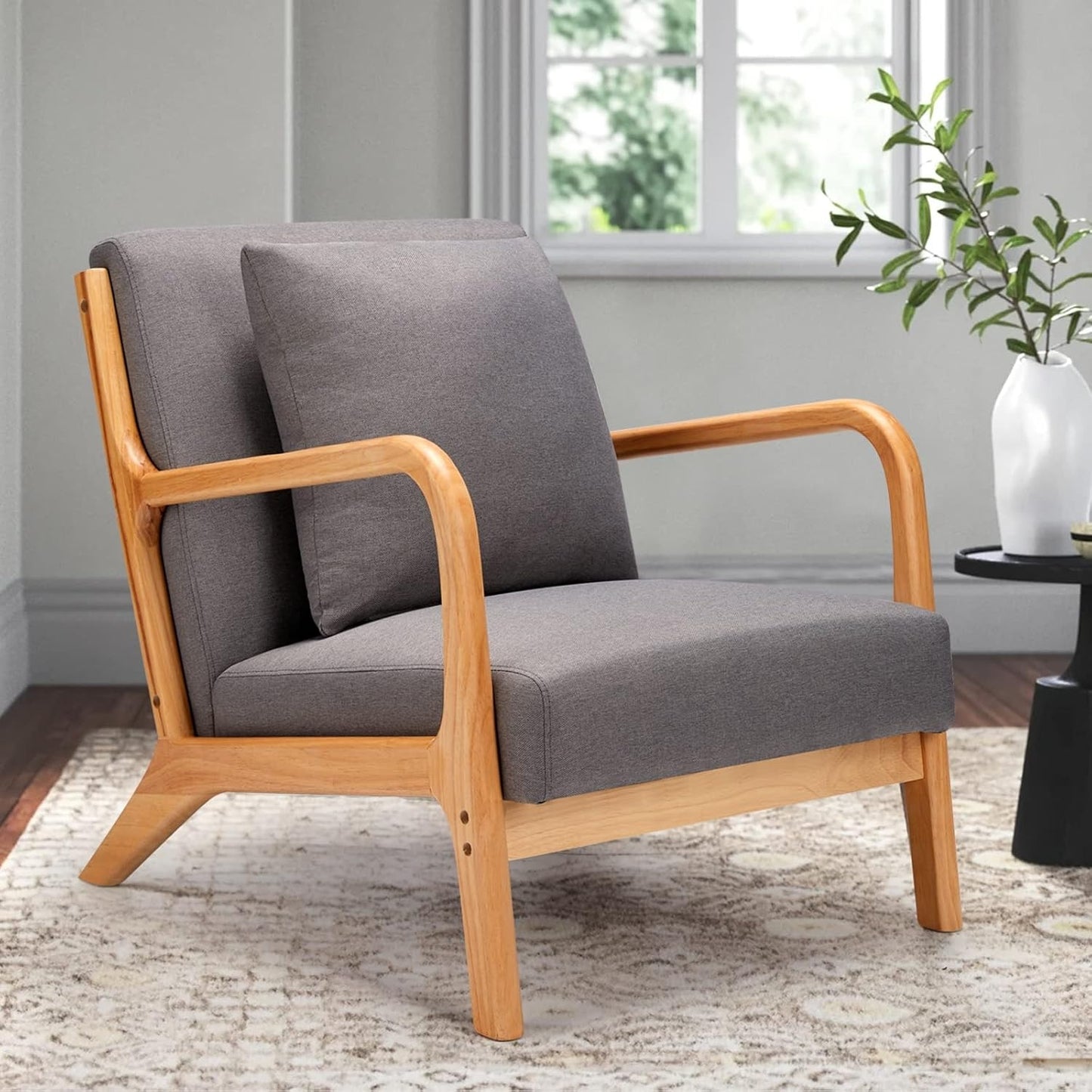 YODOLLA Accent Chair Reading Armchair, Linen Gray