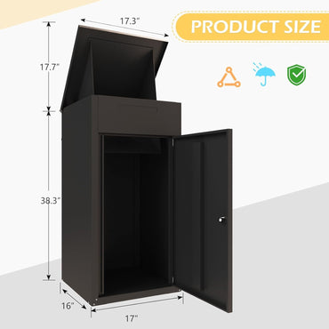 YODOLLA Lockable Anti-Theft Parcel Drop Box With Mailbox For Porch Fence Curbside, Dark Brown