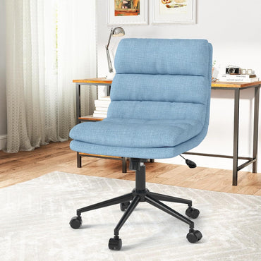 YODOLLA Office Chairs Swivel Desk Chair, Linen Fabric Blue