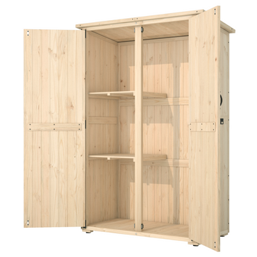 YODOLLA Outdoor Storage Shed with Waterproof Roof, Natural Wood