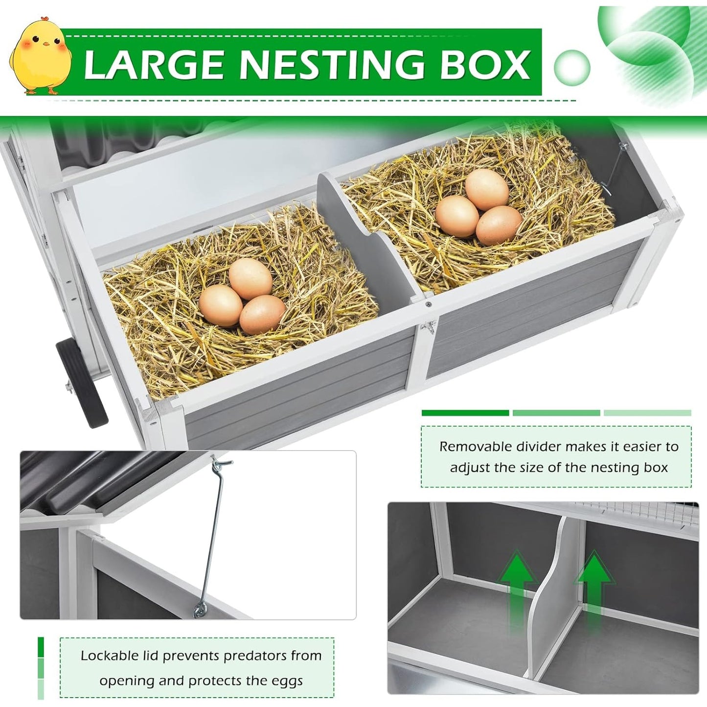 YODOLLA chicken coop with nesting boxes