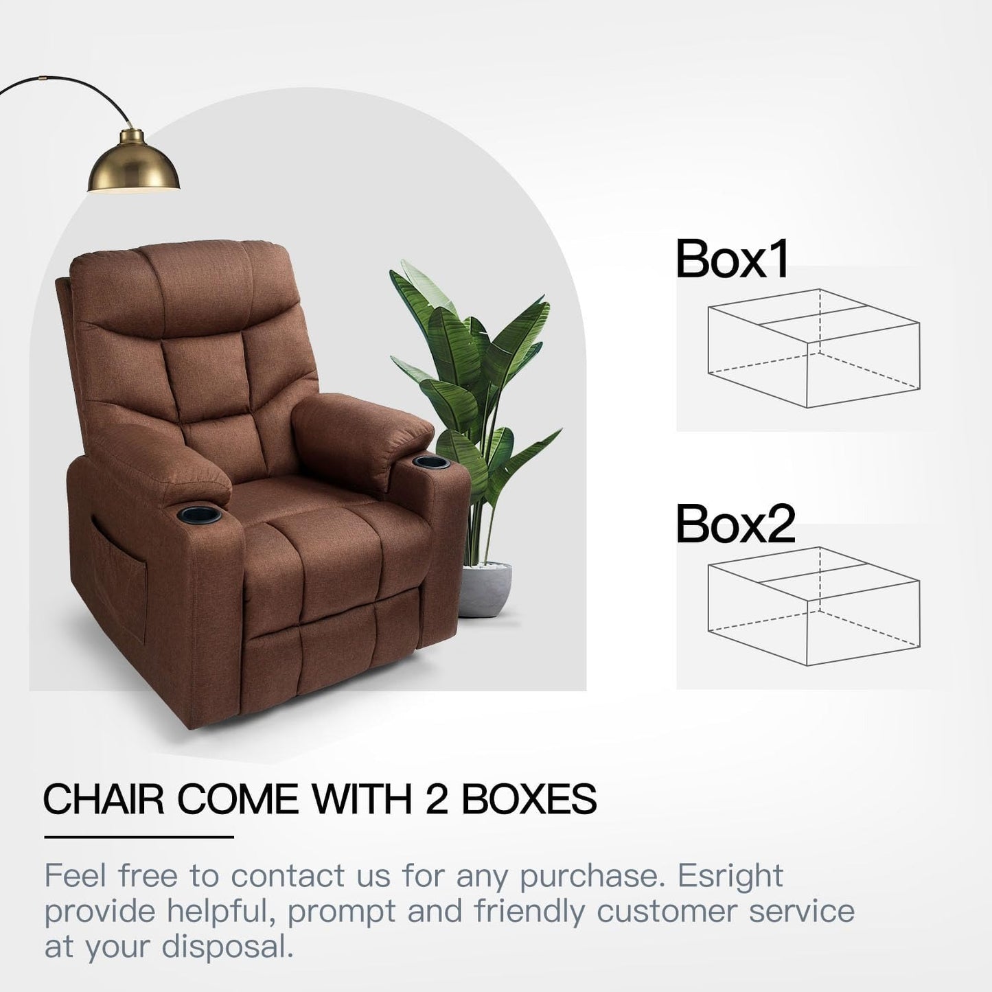 YODOLLA Massage Power Lift Recliner for Elderly, Electric Lift Chair, Brown