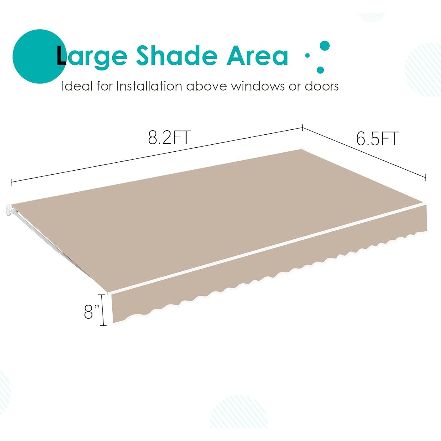 YODOLLA 8.2x6.5FT Retractable Awning Replacement Sunshade Canopy