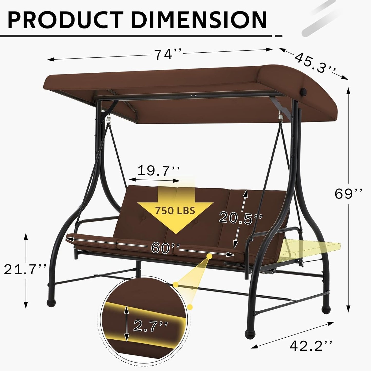 YODOLLA Comfortable Outdoor Patio Swing