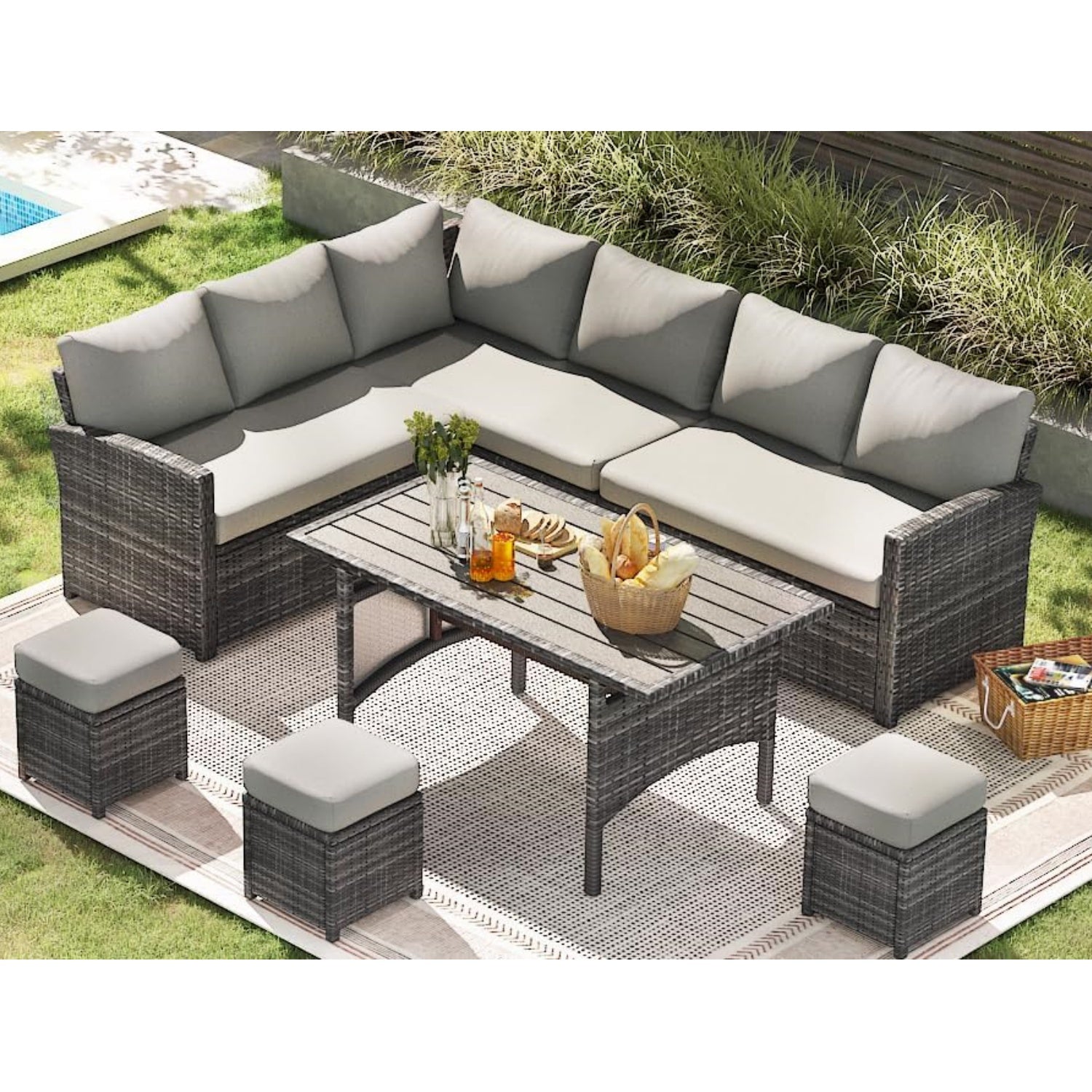 YODOLLA stylish grey rattan set