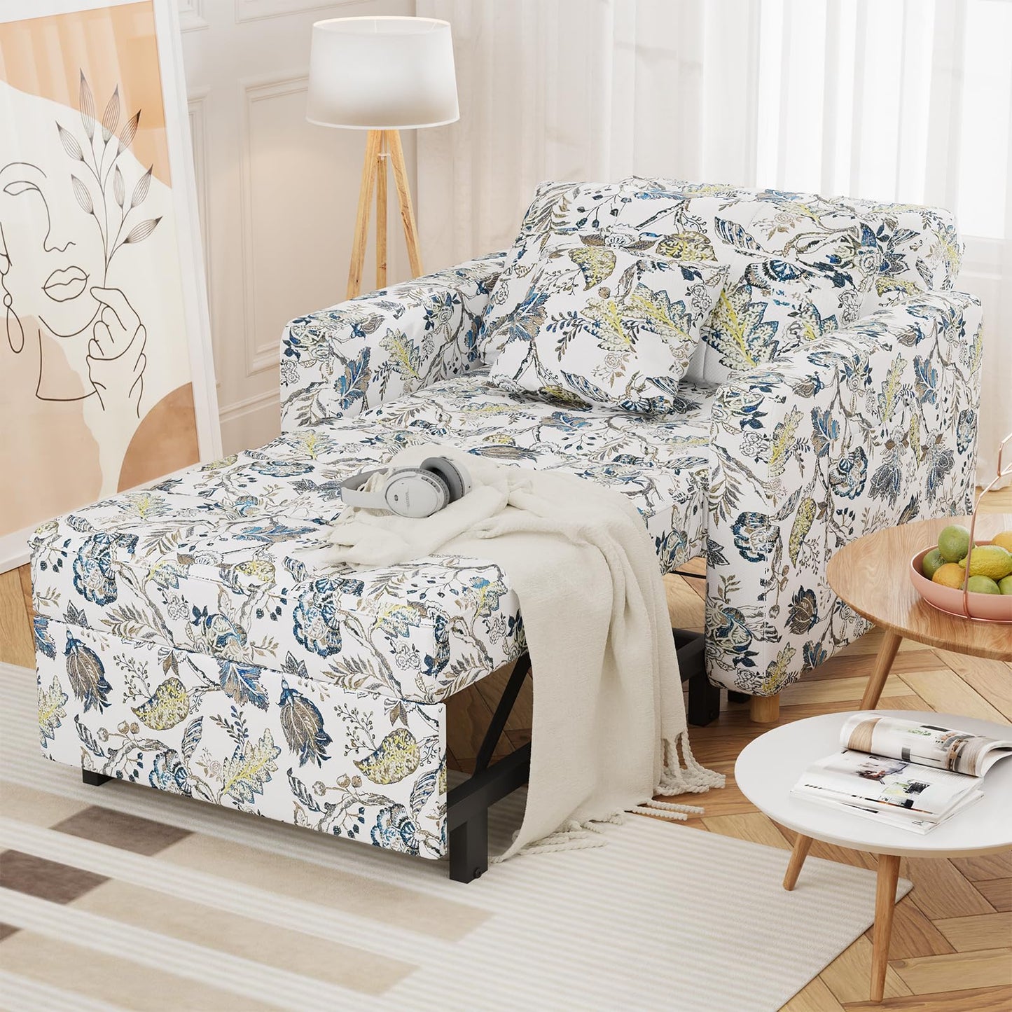 YODOLLA 36" Convertible Chair Bed, Floral