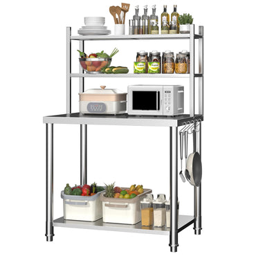YODOLLA Stainless Steel Table with Shelves 30"x24" Prep Table Steel Countertop Workbench