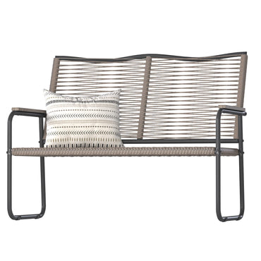 YODOLLA Outdoor Garden Bench, Weatherproof Wicker Patio Loveseat with Backrest Armrests