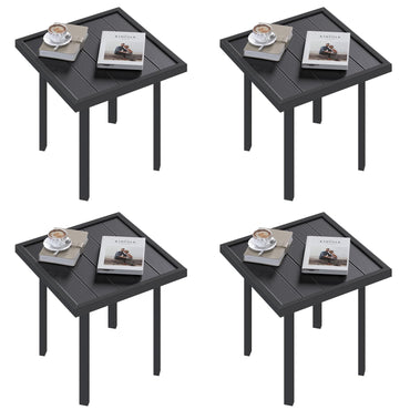 YODOLLA Square Outdoor Side Table Pool End Table, Metal Easy Maintenance (4pcs)