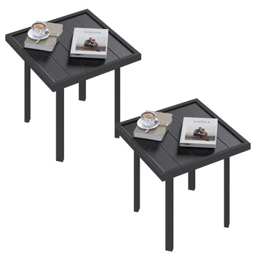 YODOLLA Square Outdoor Side Table Pool End Table, Metal Easy Maintenance (2pcs)