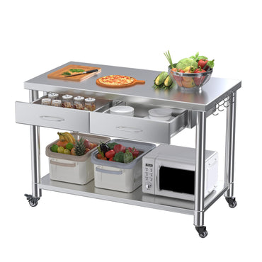YODOLLA Stainless Steel Work Table with Drawers, 48"x24" Prep Table