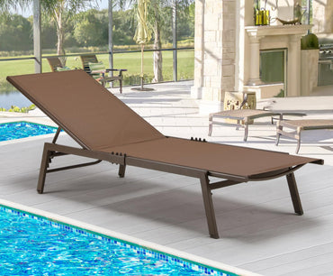 YODOLLA Curved Design Pool Lounge Chairs, Brown