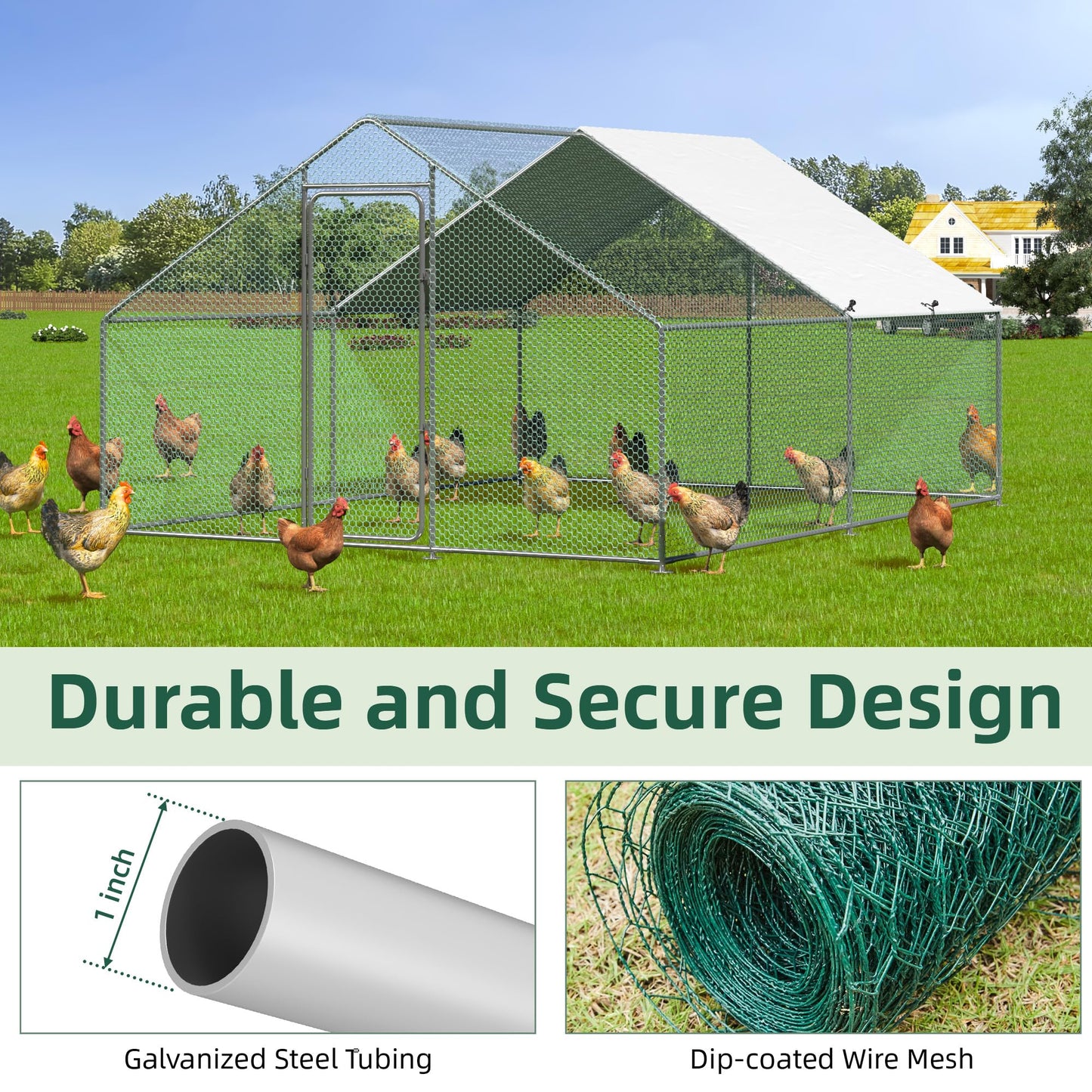 YODOLLA walk-in chicken coop with dome
