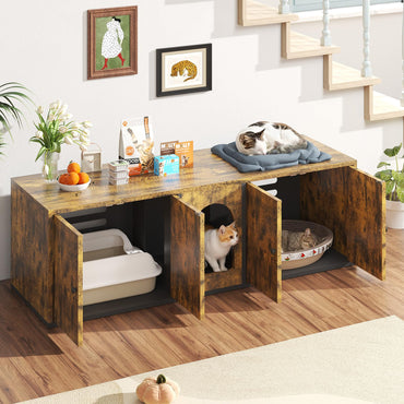 YODOLLA Cat Litter Box Enclosure with Double Room and Large Storage Space